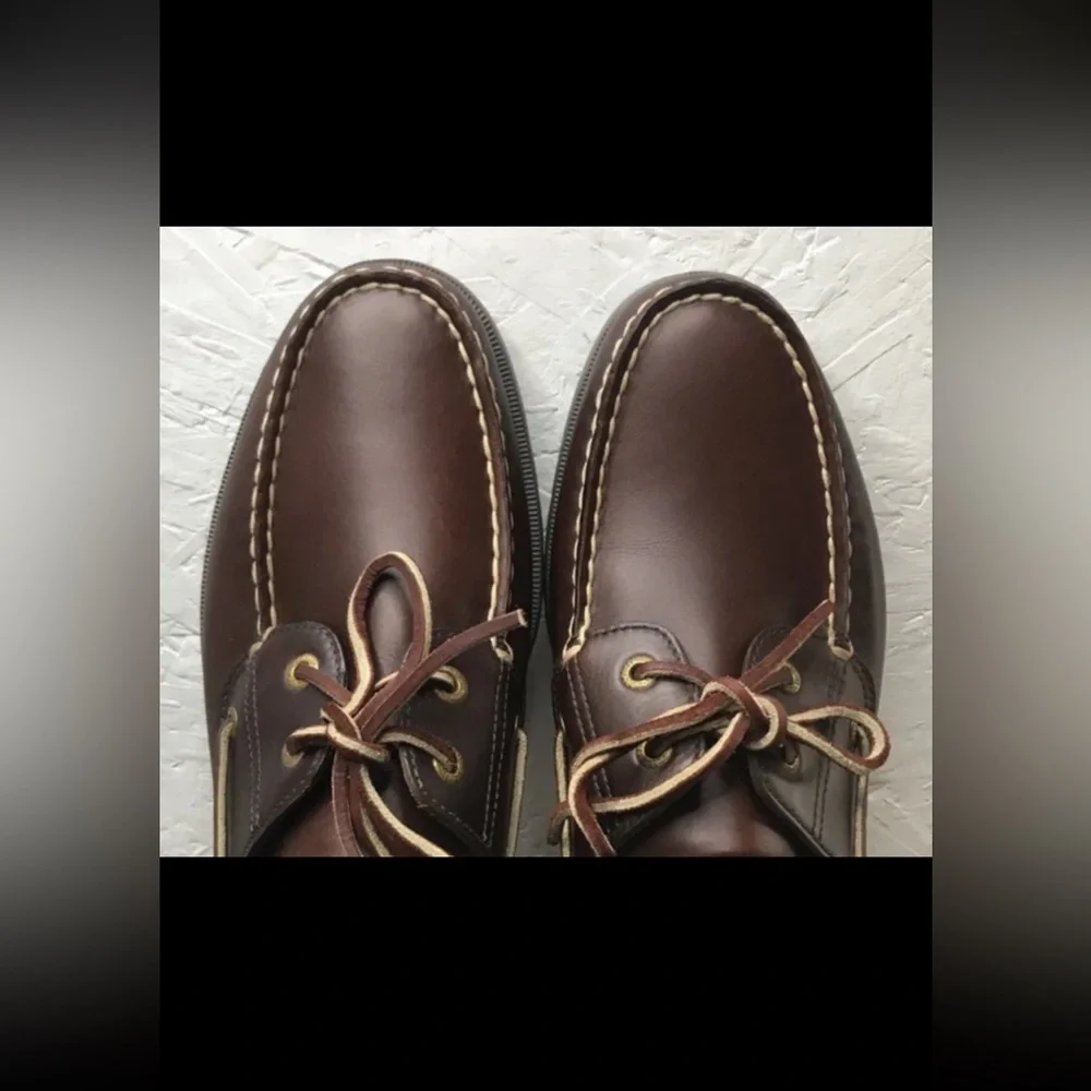 Excellent Rockport Men's Boat Shoes Brown Leather 2-Eye Deck Shoes Size 10M